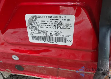 2018 Infiniti Q50 3.0T Red Sport 400 z USA, uszkodzony, nr VIN JN1FV7ARXJM481518